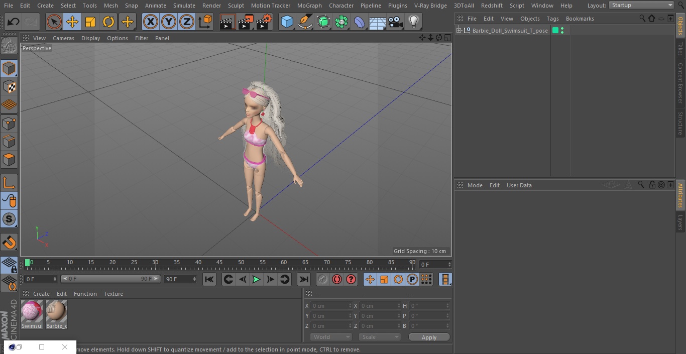 Barbie Doll Swimsuit T-pose 3D