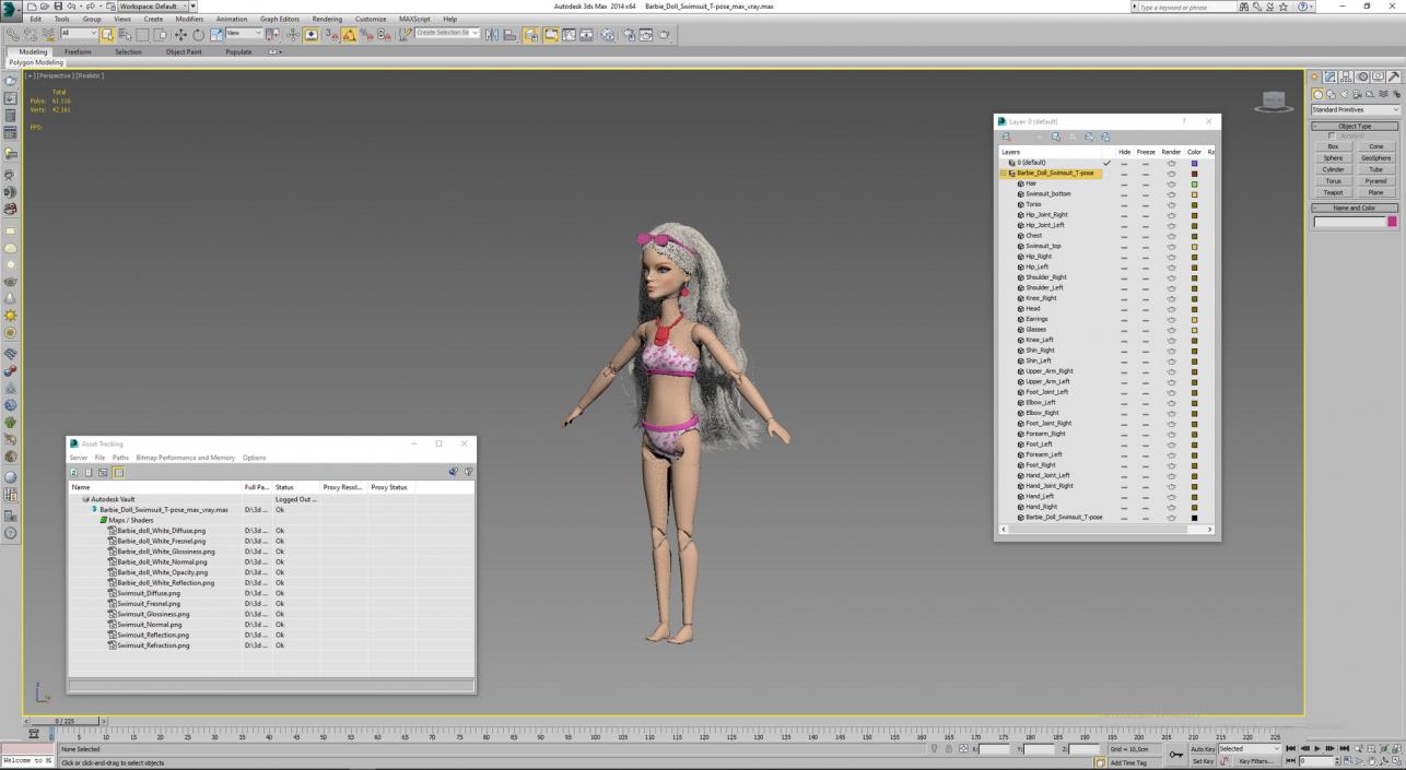 Barbie Doll Swimsuit T-pose 3D