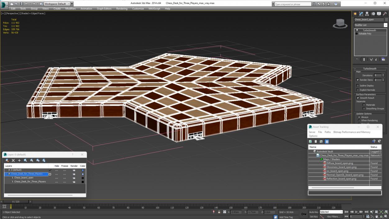 3D Chess Desk for Three Players model