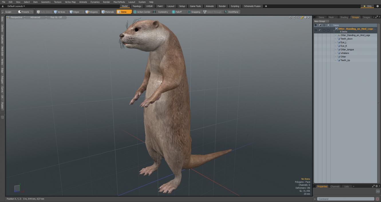 Otter Standing on Hind Legs 3D