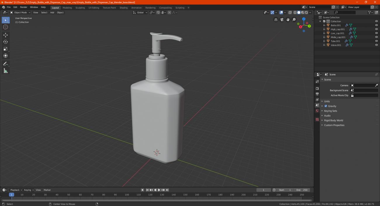 3D Empty Bottle with Dispenser Cap