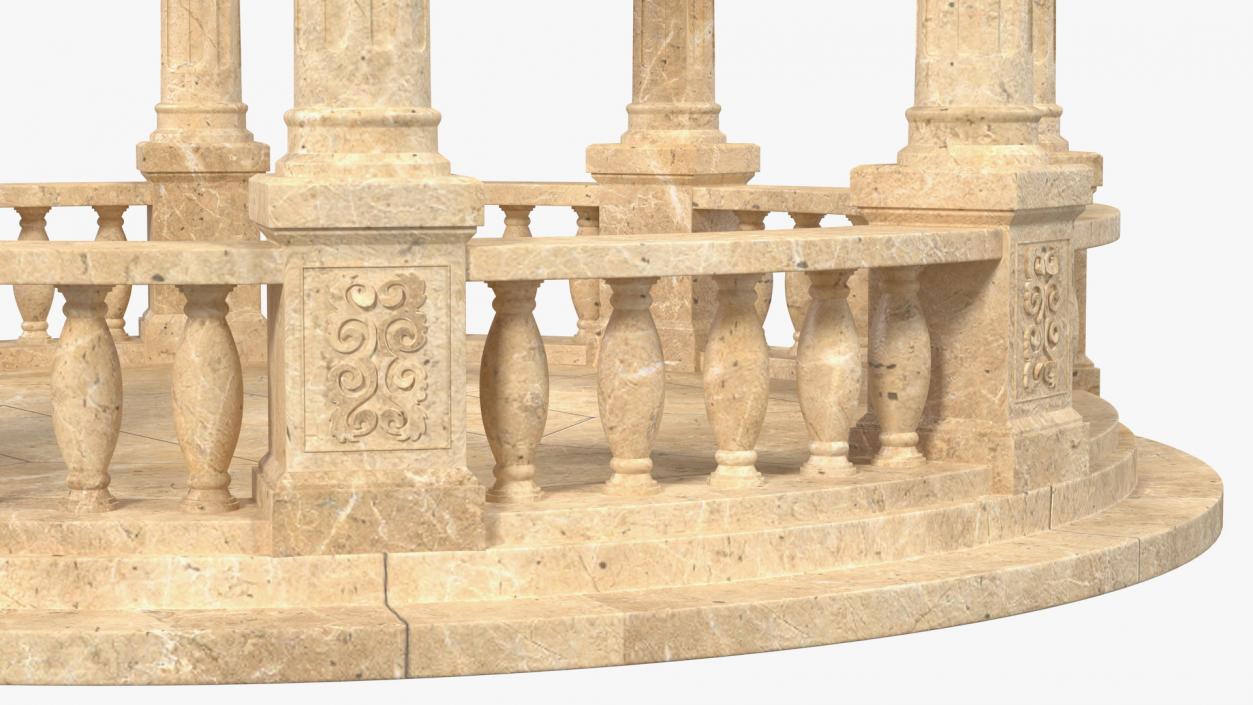 3D Stone Round Colonnade