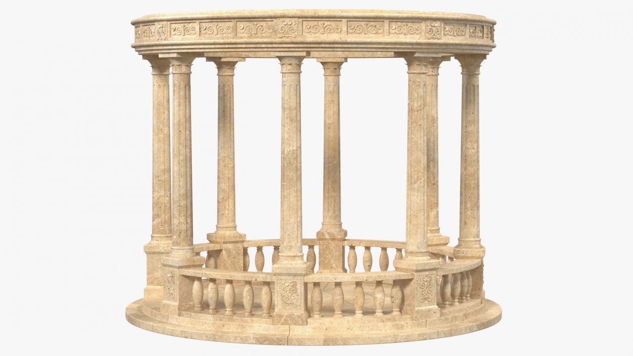 3D Stone Round Colonnade