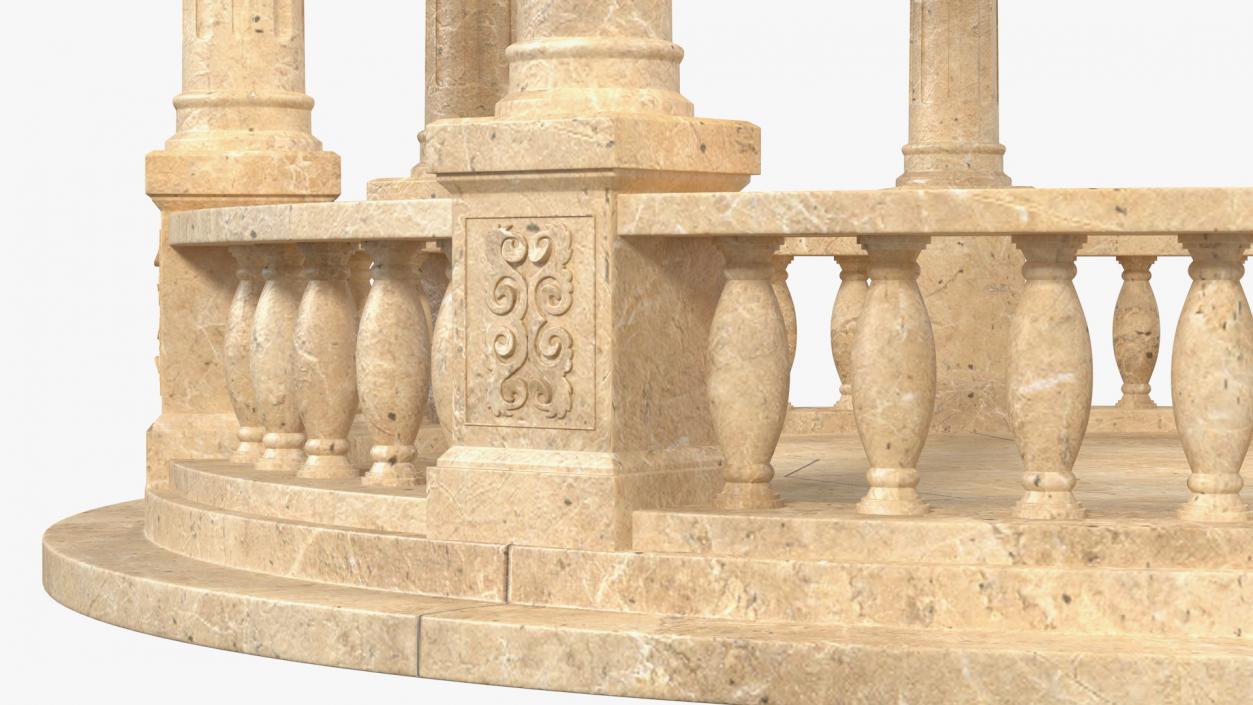 3D Stone Round Colonnade