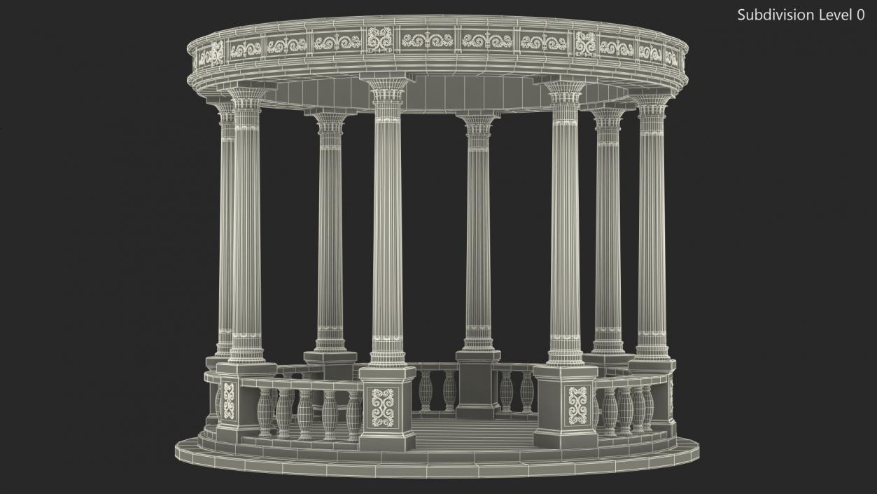 3D Stone Round Colonnade