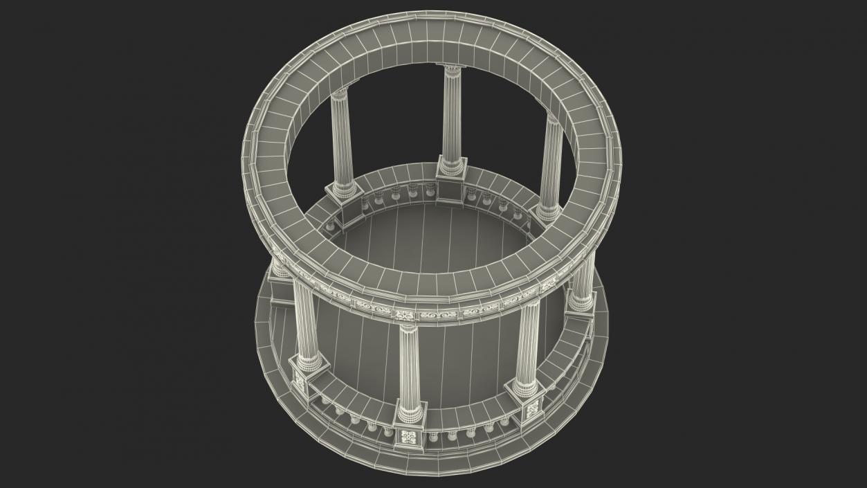 3D Stone Round Colonnade