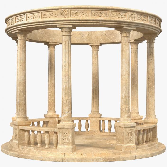 3D Stone Round Colonnade