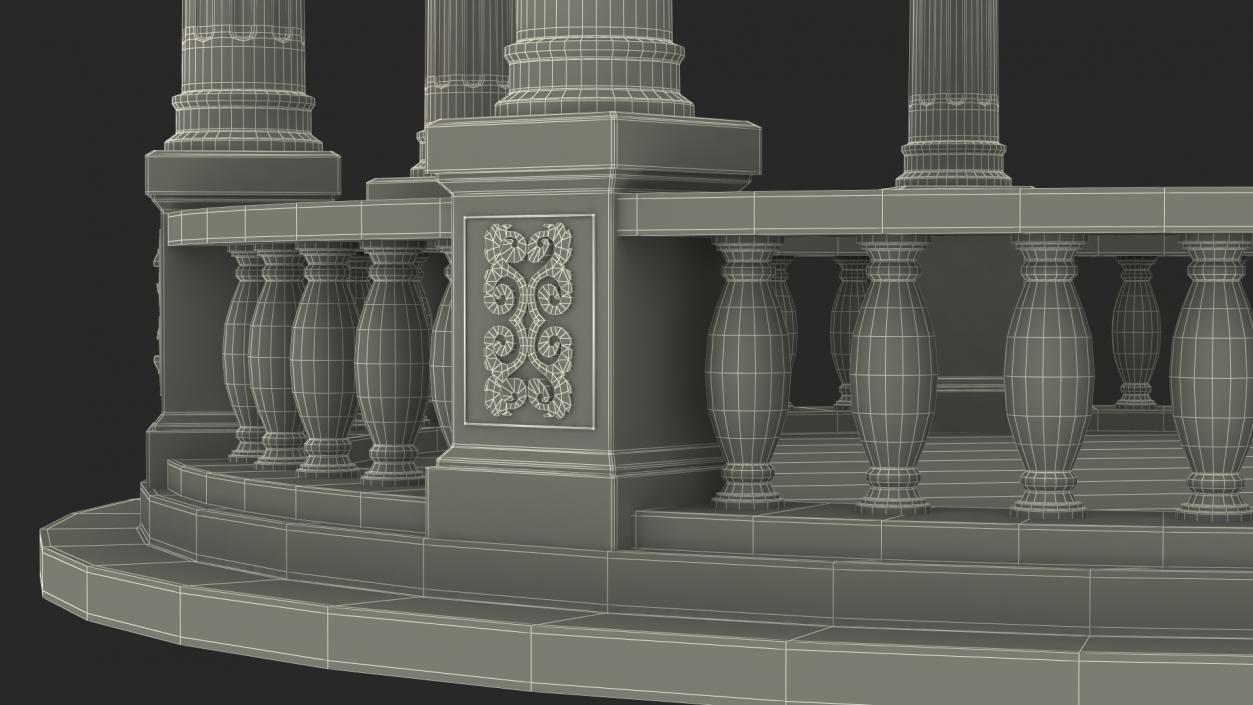 3D Stone Round Colonnade