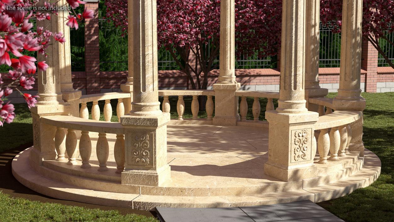 3D Stone Round Colonnade