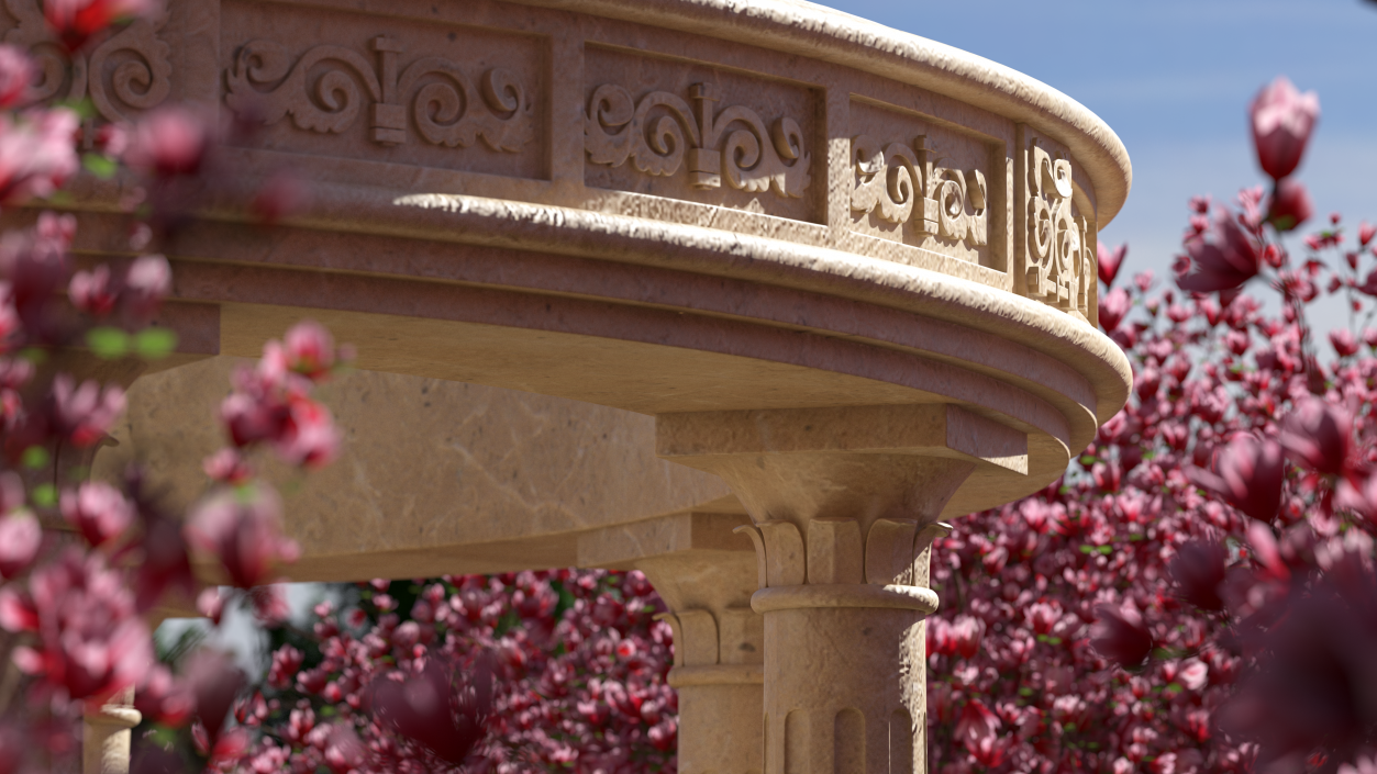 3D Stone Round Colonnade