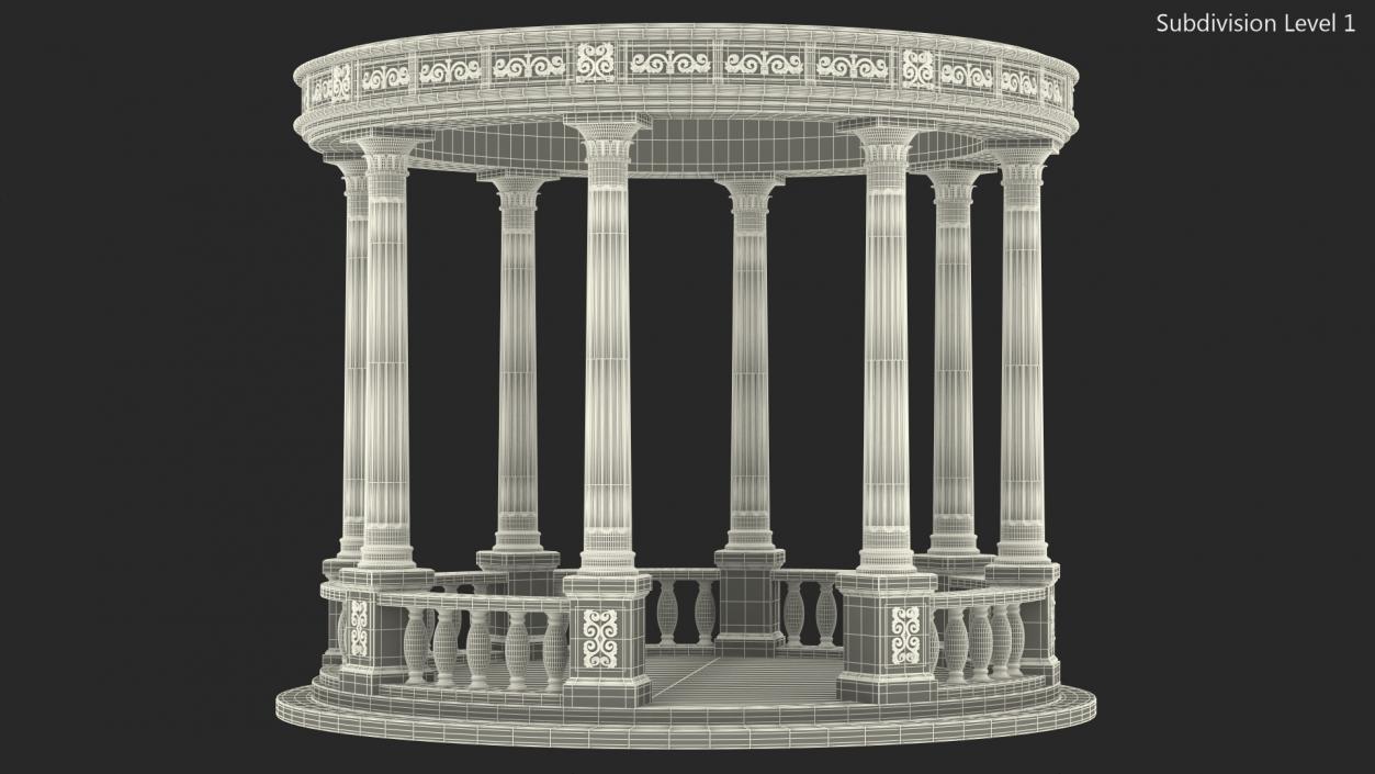 3D Stone Round Colonnade