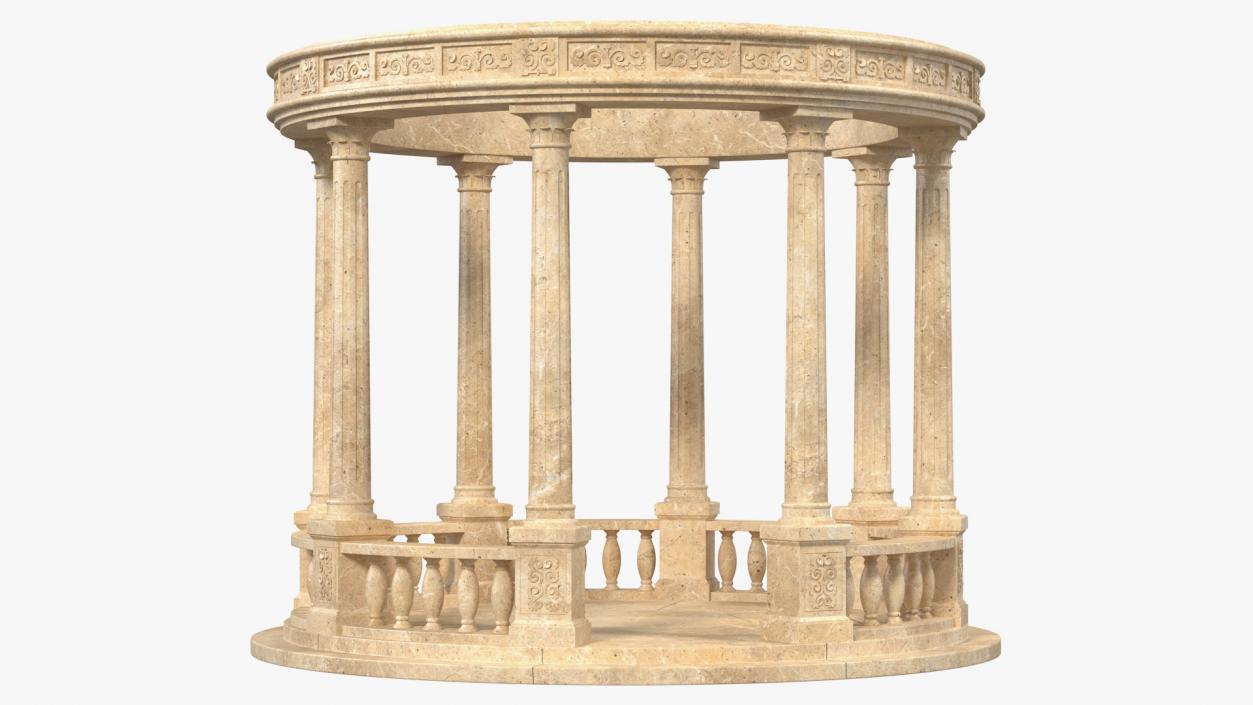 3D Stone Round Colonnade