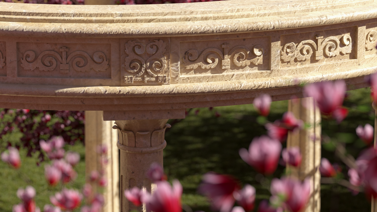 3D Stone Round Colonnade