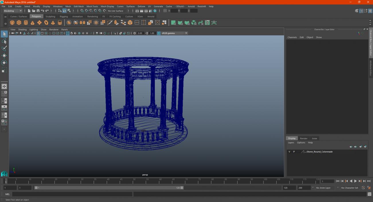 3D Stone Round Colonnade