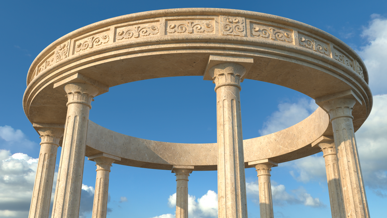 3D Stone Round Colonnade