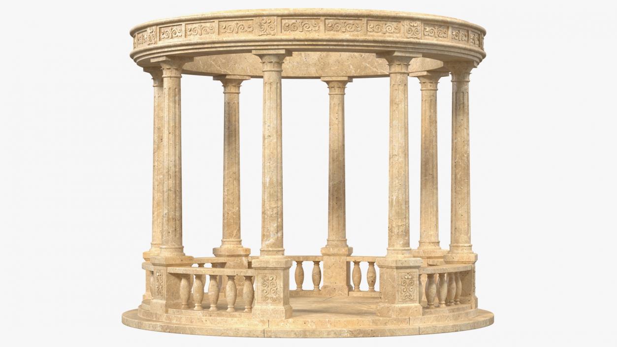 3D Stone Round Colonnade