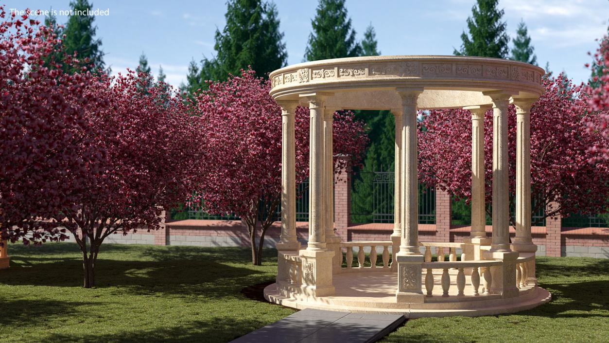 3D Stone Round Colonnade