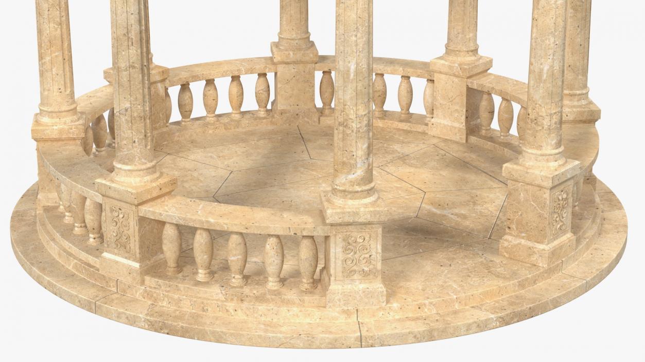 3D Stone Round Colonnade