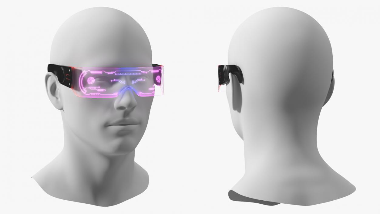 3D LED Cyberpunk Glasses Violet model