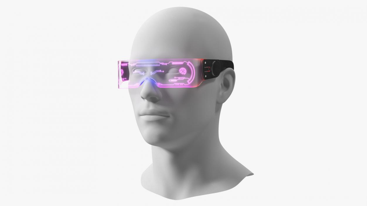 3D LED Cyberpunk Glasses Violet model