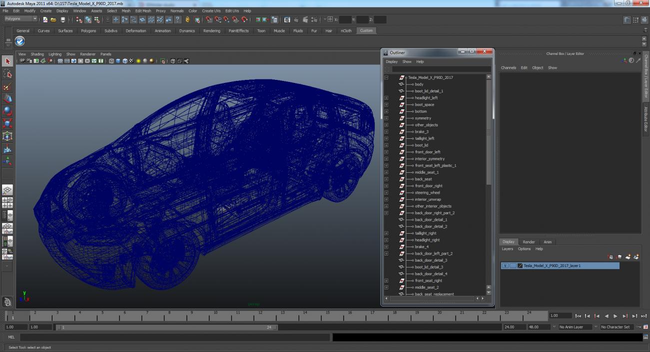 3D Tesla Model X P90D 2017 model