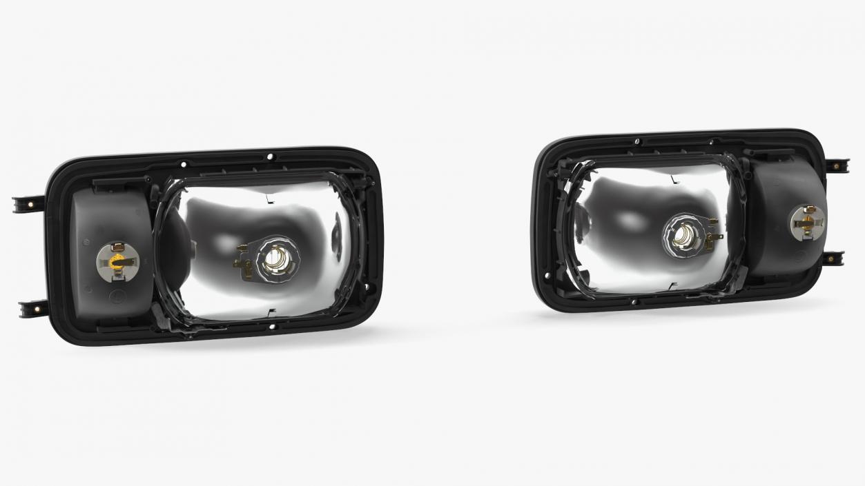 Rectangular Halogen H4 Truck Headlight Set 3D