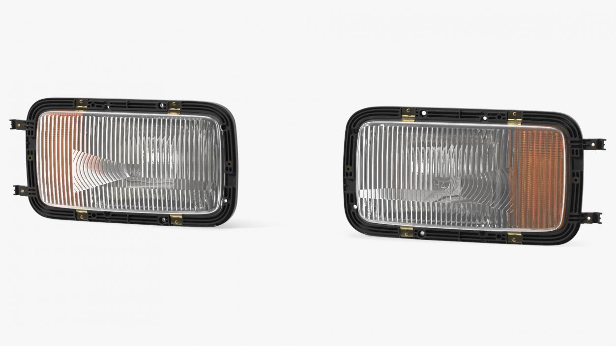 Rectangular Halogen H4 Truck Headlight Set 3D