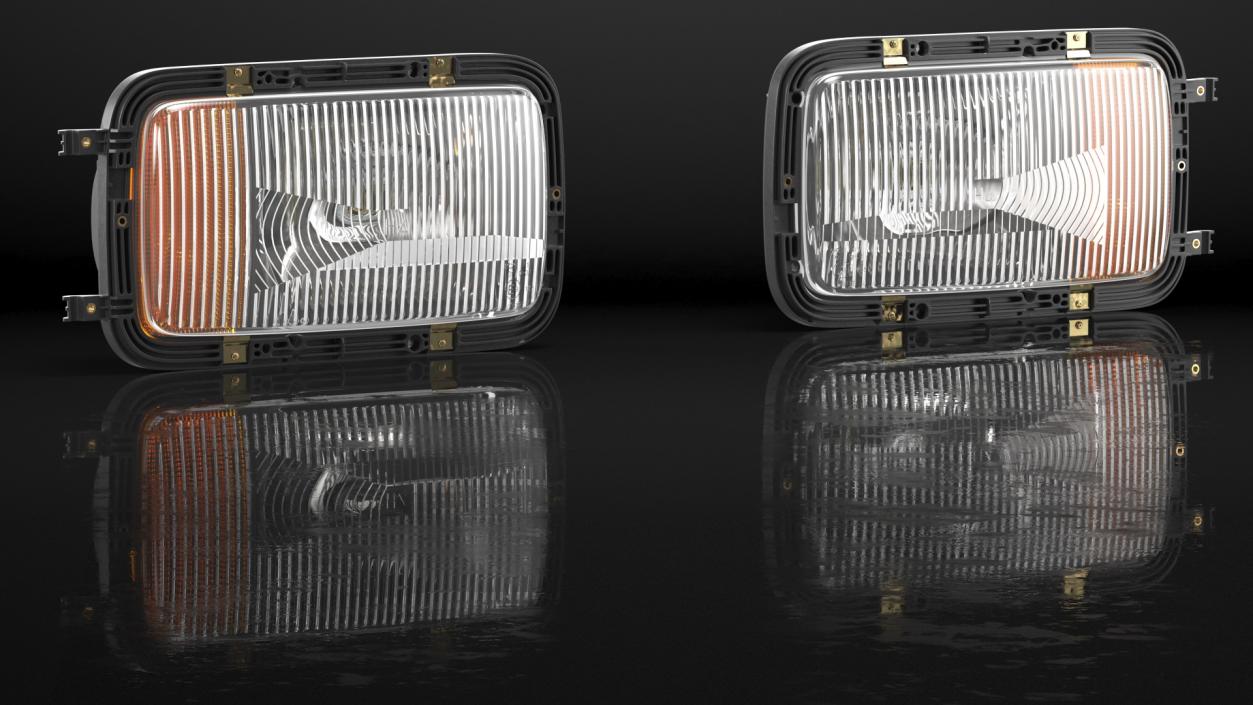 Rectangular Halogen H4 Truck Headlight Set 3D