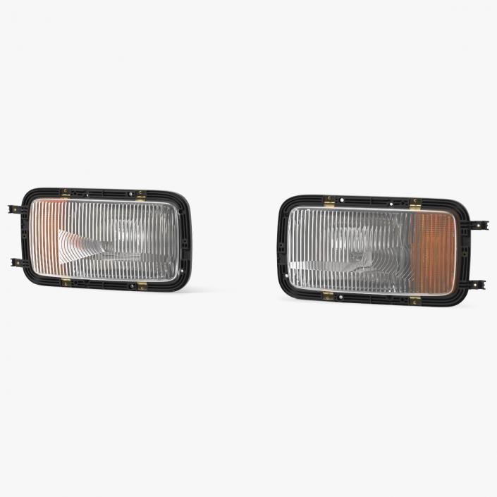 Rectangular Halogen H4 Truck Headlight Set 3D