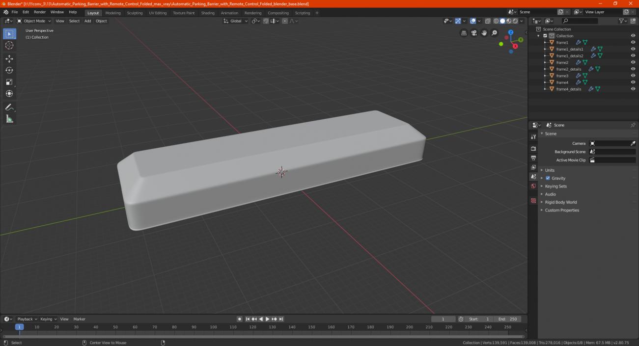 Automatic Parking Barrier with Remote Control Folded 3D