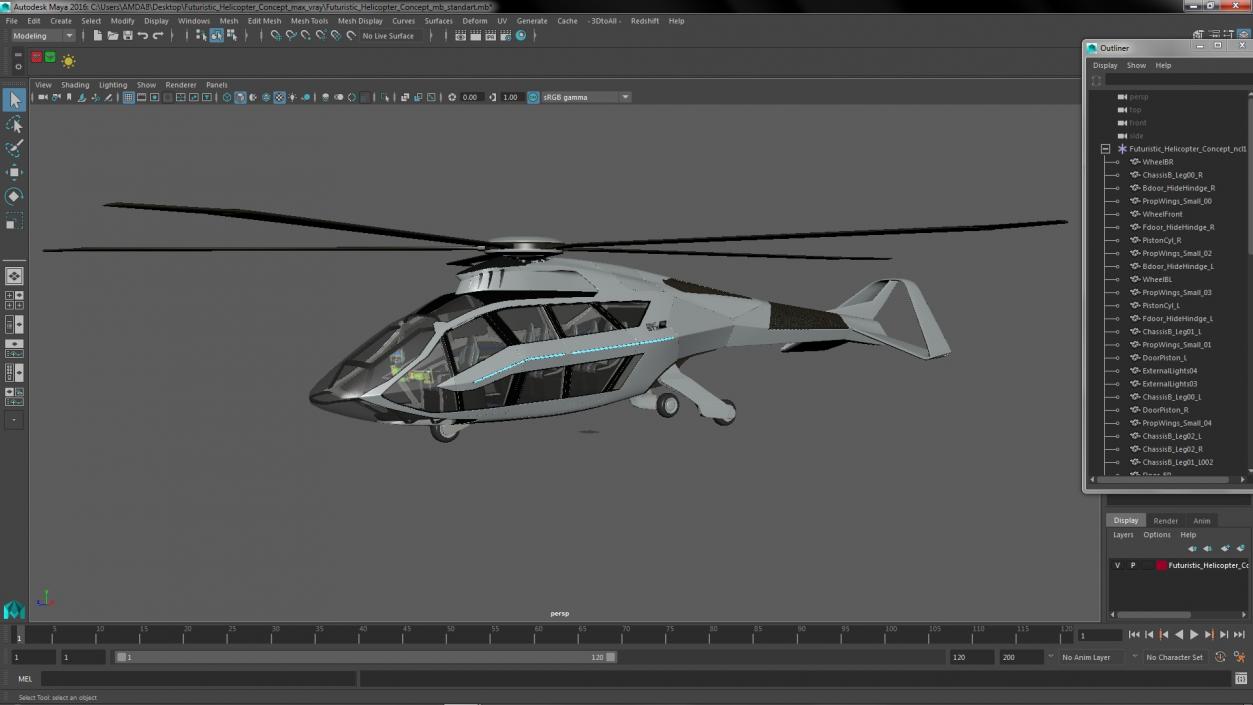 Futuristic Helicopter Concept 3D model