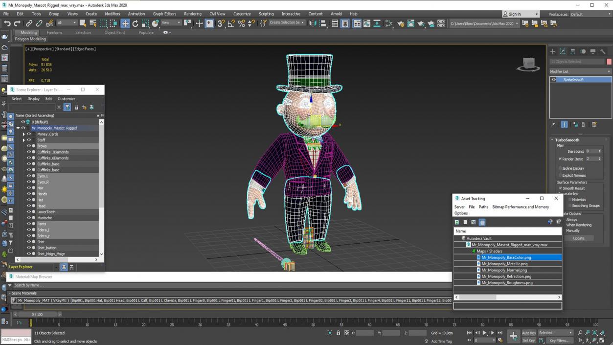 Mr Monopoly Mascot Rigged 2 3D