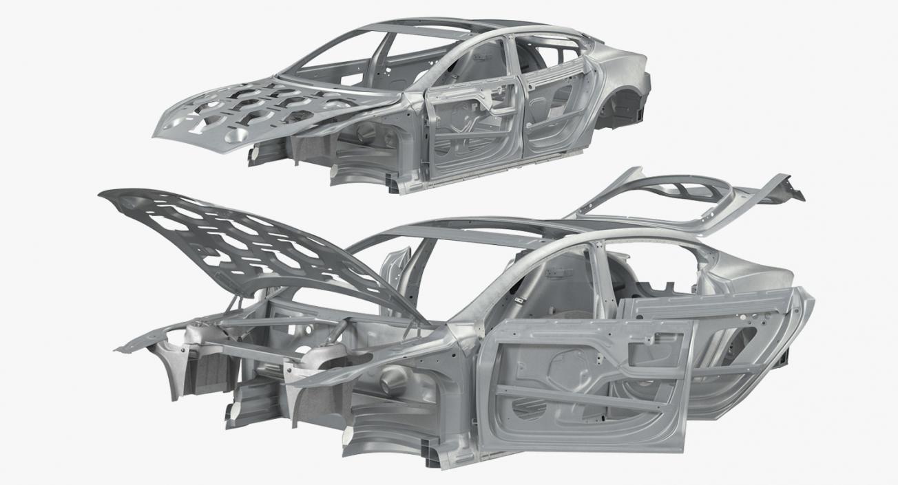 3D Tesla Model S Frame Rigged