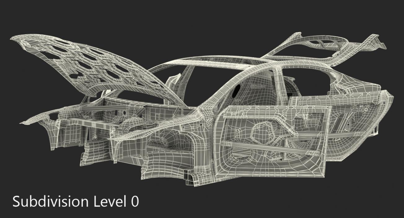 3D Tesla Model S Frame Rigged