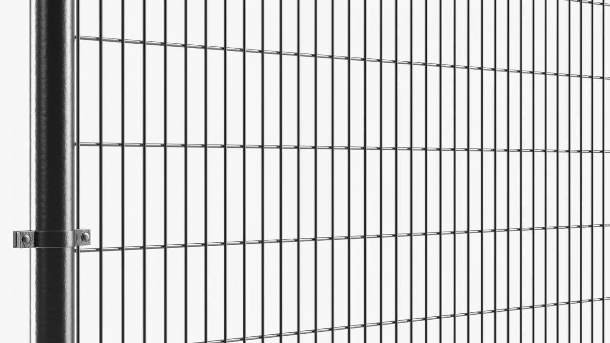 Mesh Fence With Barber Wire 3D