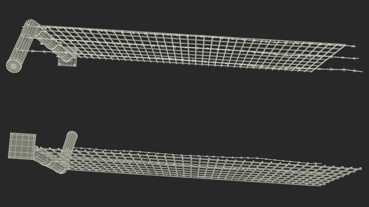 Mesh Fence With Barber Wire 3D