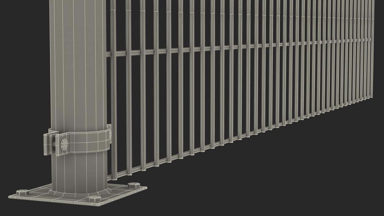 Mesh Fence With Barber Wire 3D