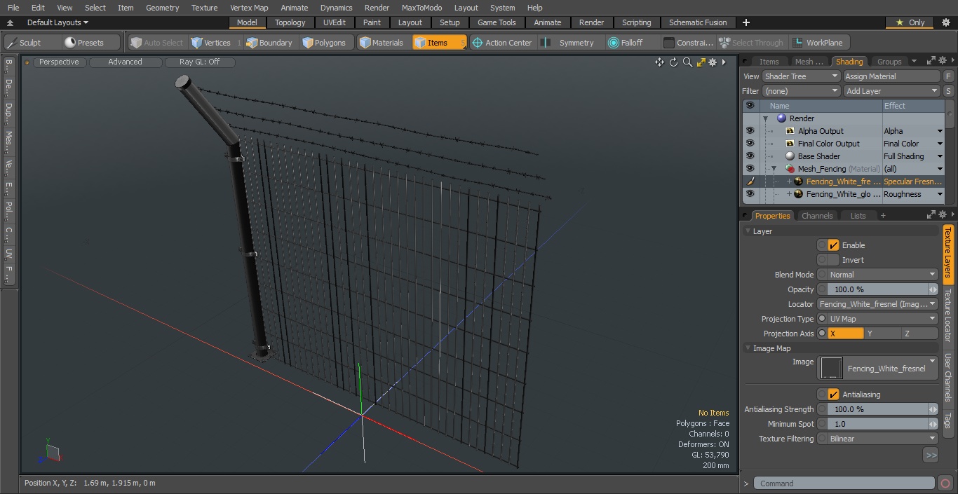 Mesh Fence With Barber Wire 3D