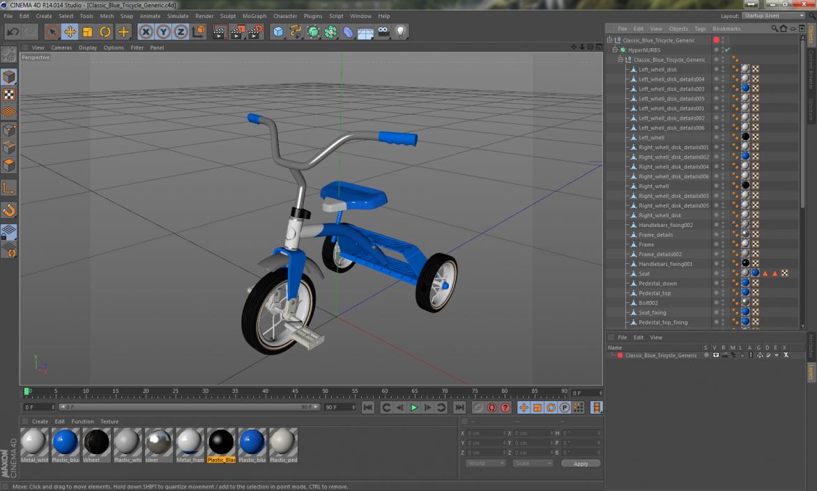 Classic Blue Tricycle Generic 3D model