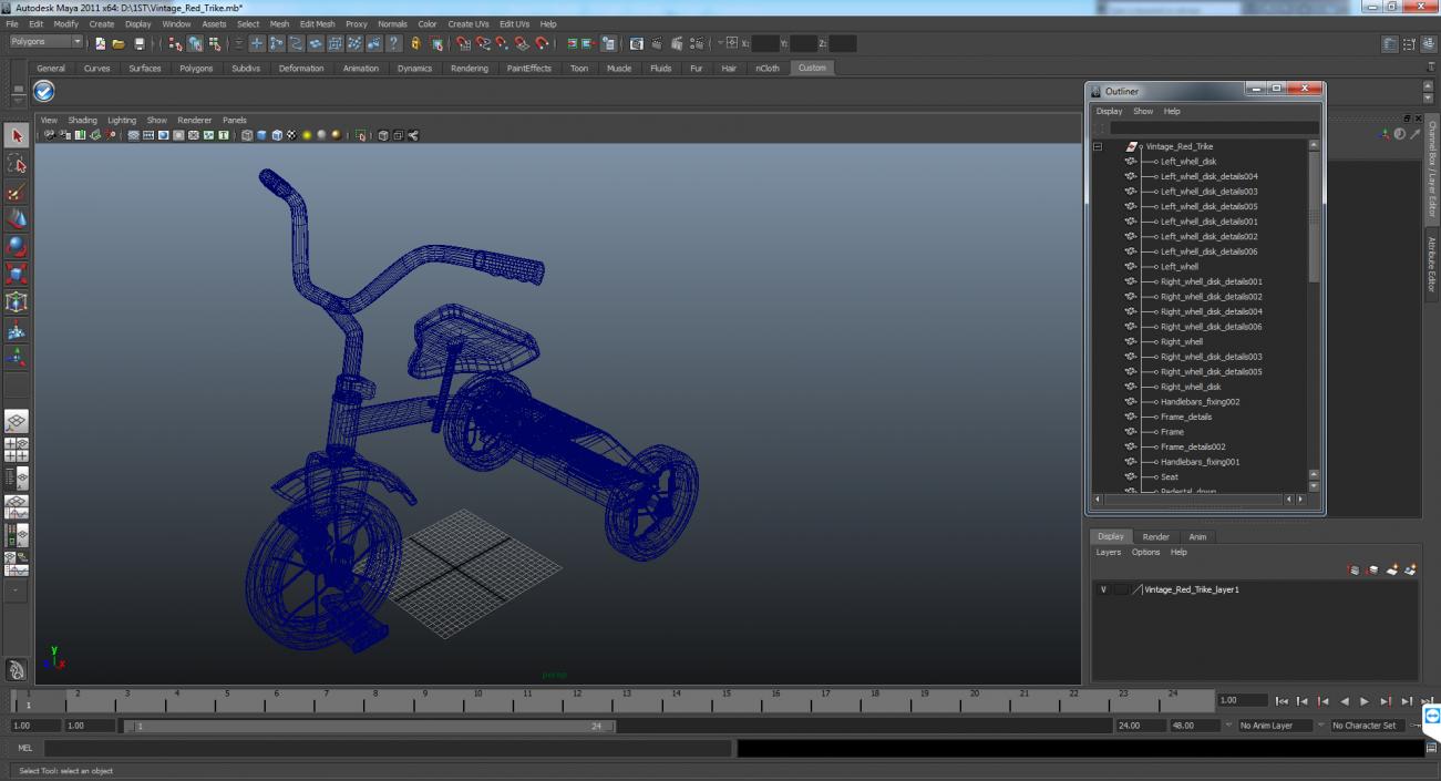 Classic Blue Tricycle Generic 3D model