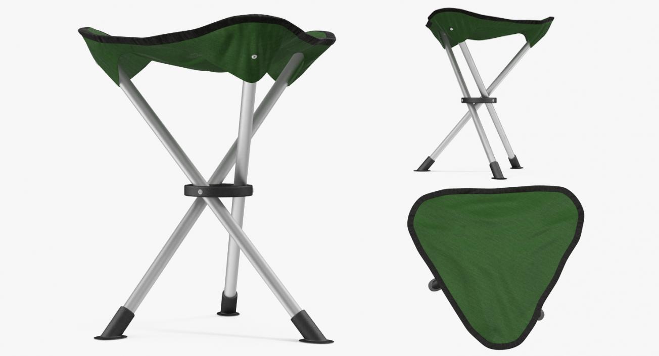 3D Folding Tripod Travel Stool Green model