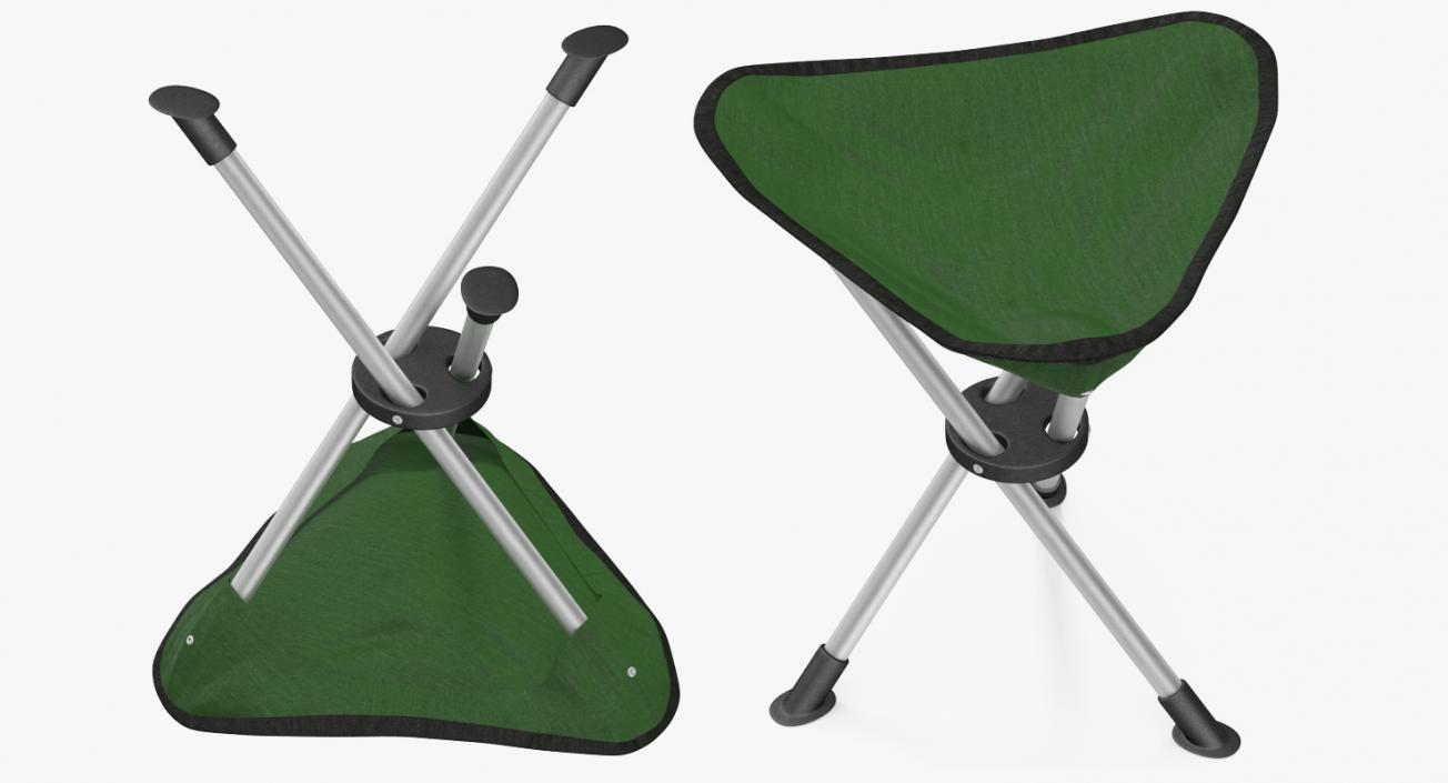 3D Folding Tripod Travel Stool Green model