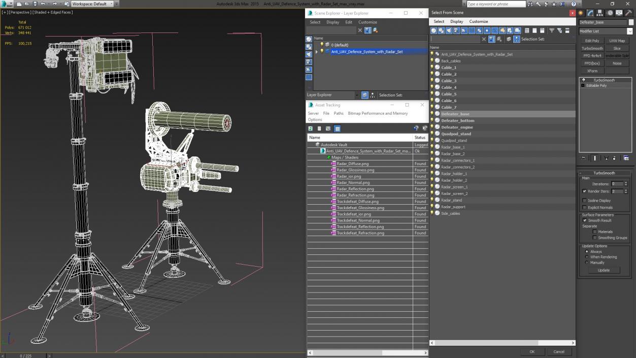 3D Anti UAV Defence System with Radar Set model