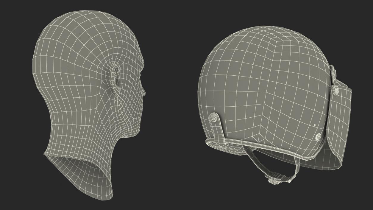 3D Man Head with Motorcycle Helmet