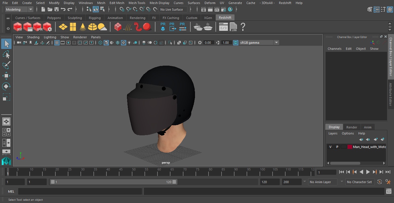 3D Man Head with Motorcycle Helmet