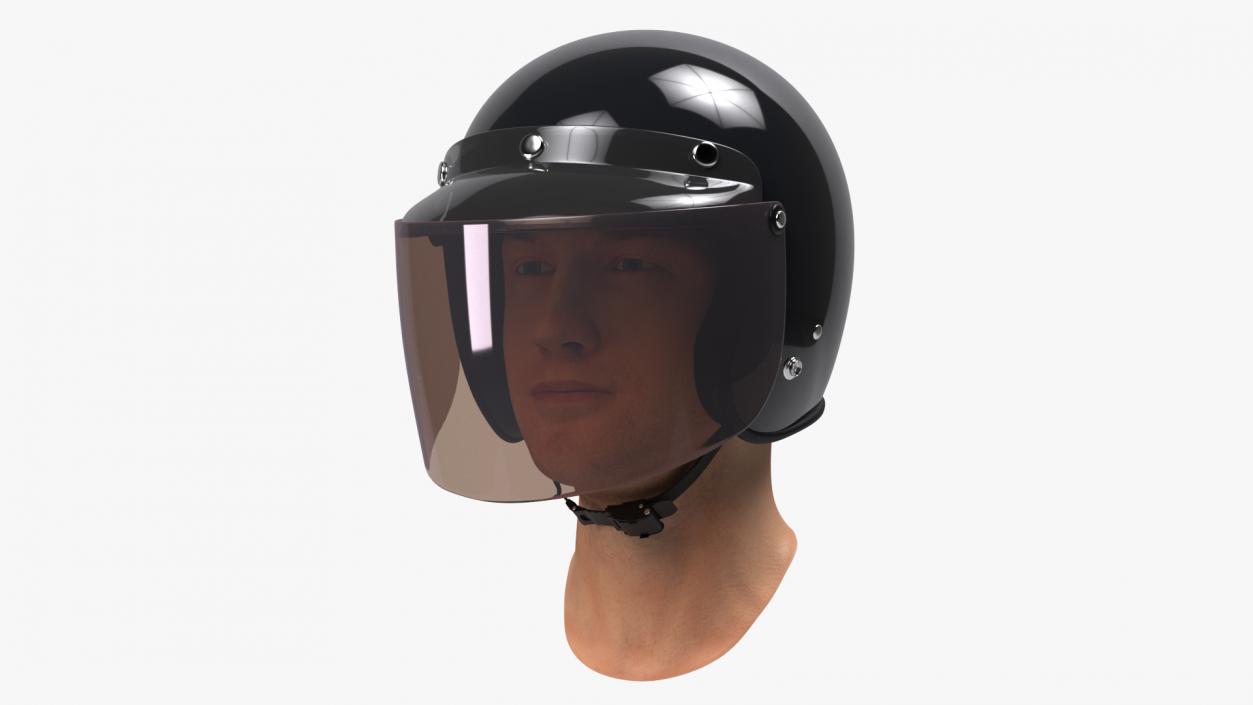 3D Man Head with Motorcycle Helmet