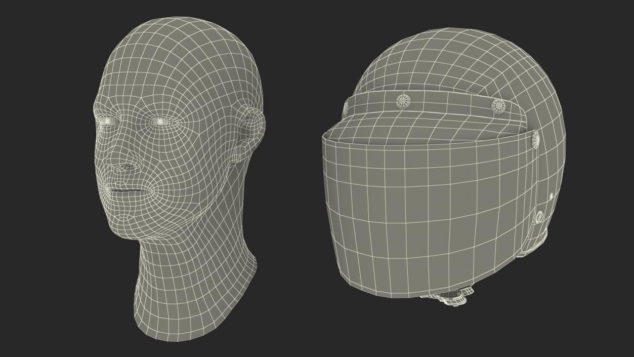 3D Man Head with Motorcycle Helmet