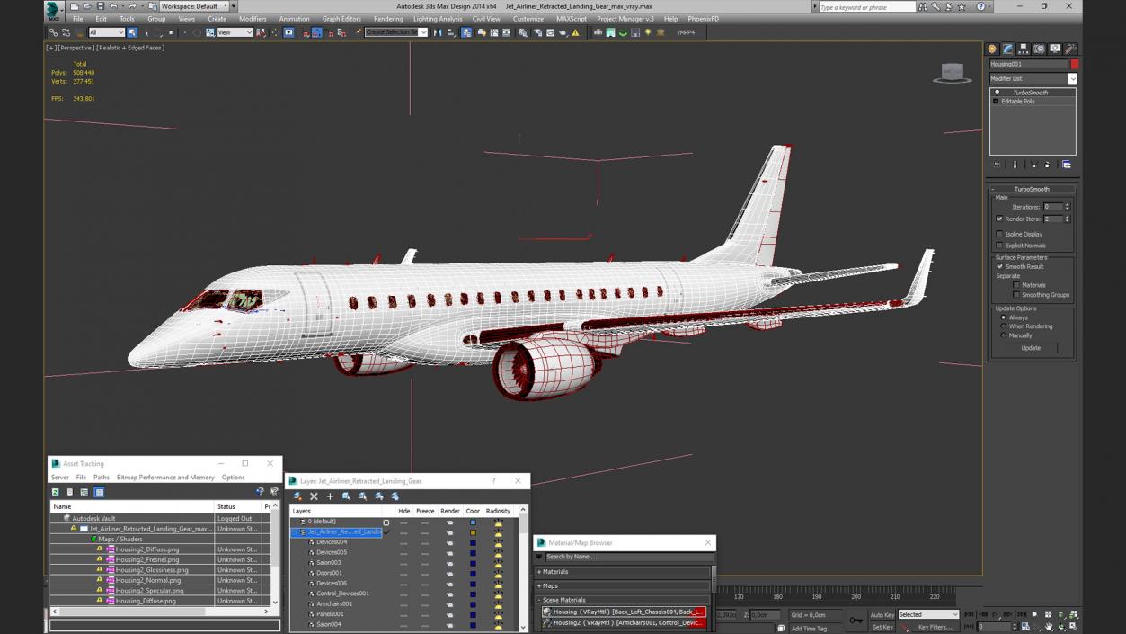 3D model Jet Airliner Retracted Landing Gear