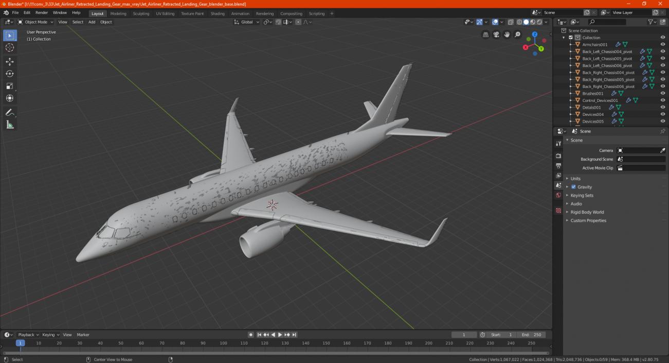 3D model Jet Airliner Retracted Landing Gear