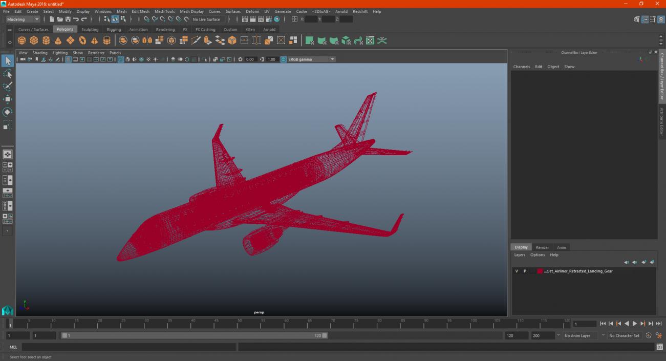 3D model Jet Airliner Retracted Landing Gear